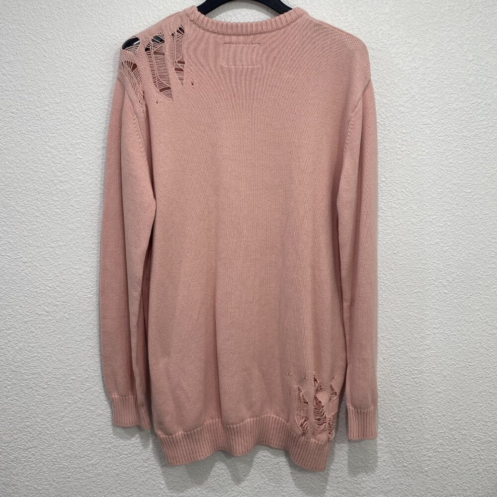 DVNT CLOTHING Distressed Knit Sweater Shredded Streetwear Pink Medium - Picture 4 of 9